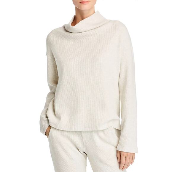 MONROW Cowl-Neck Waffle-Knit Sweater Women’s Size XL Thermal Lounge Pullover - Picture 10 of 10